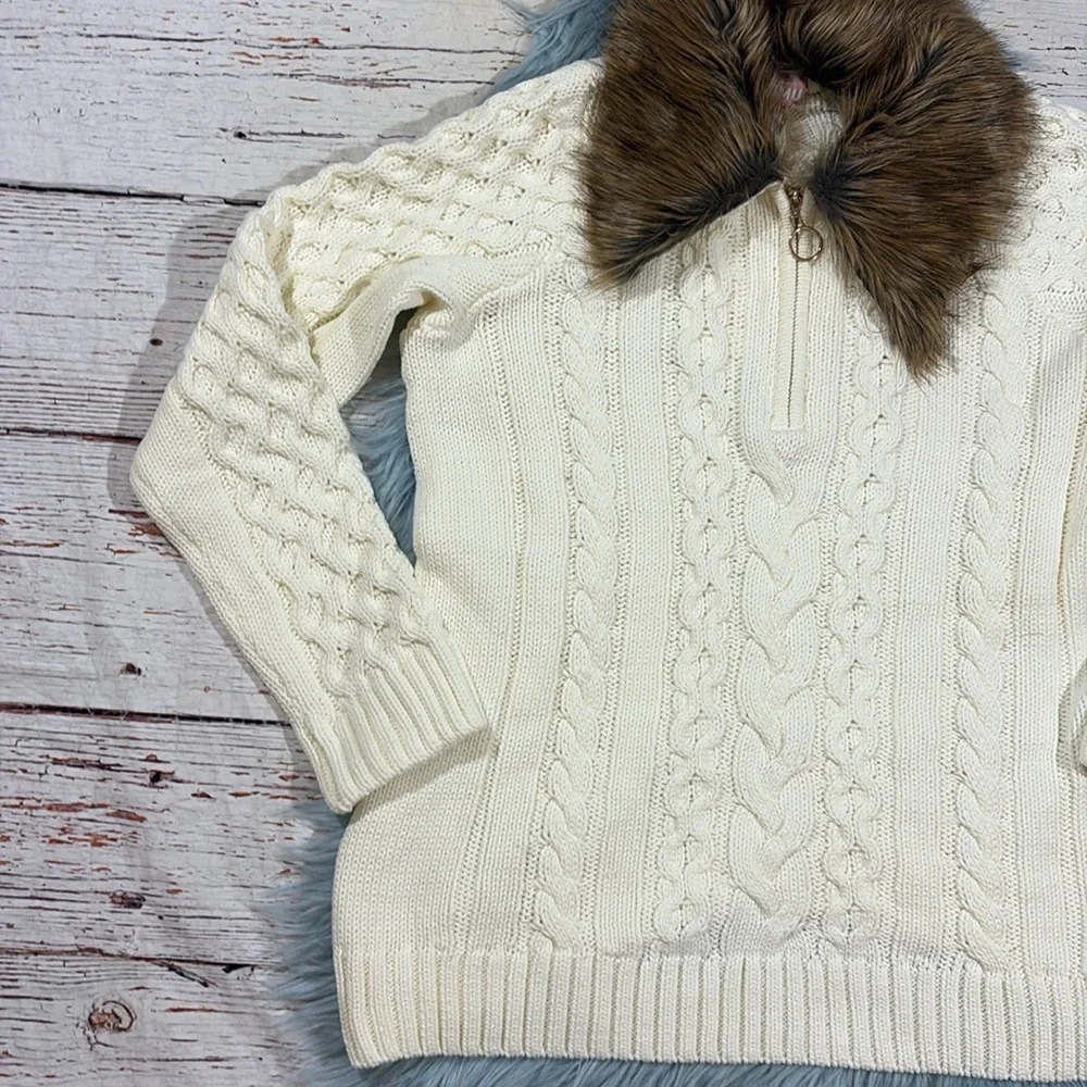 NWT SHOW ME YOUR MUMU sun valley pullover in cream faux fur